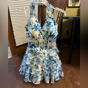 Blue Floral Ava Presley Ruffled Dress